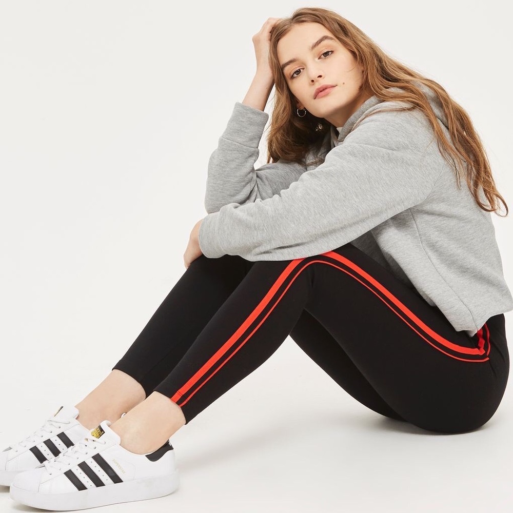 Topshop ponte legging w/ red stripe
